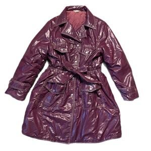 70s eggplant faux leather trench